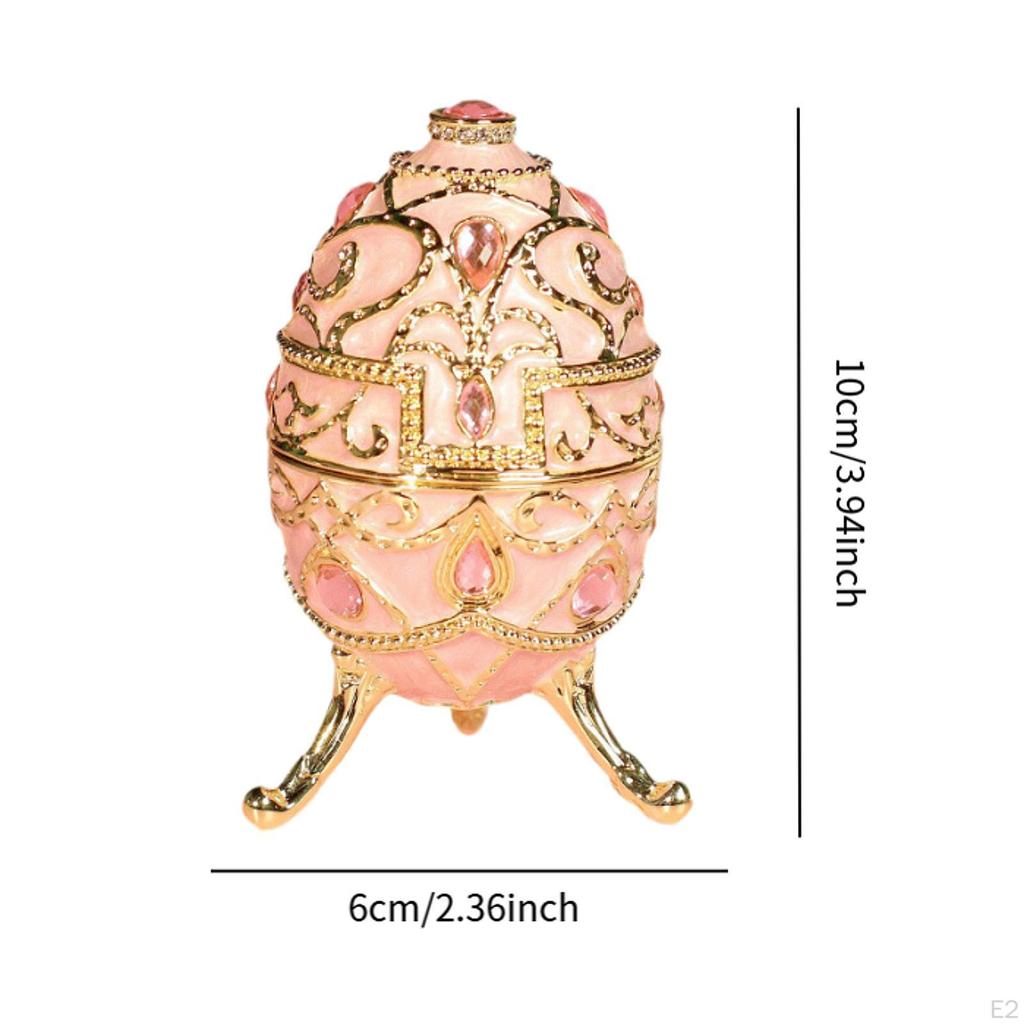 Enameled Jewelry Box Display Ornament Easter Decor Egg Style for Pendants