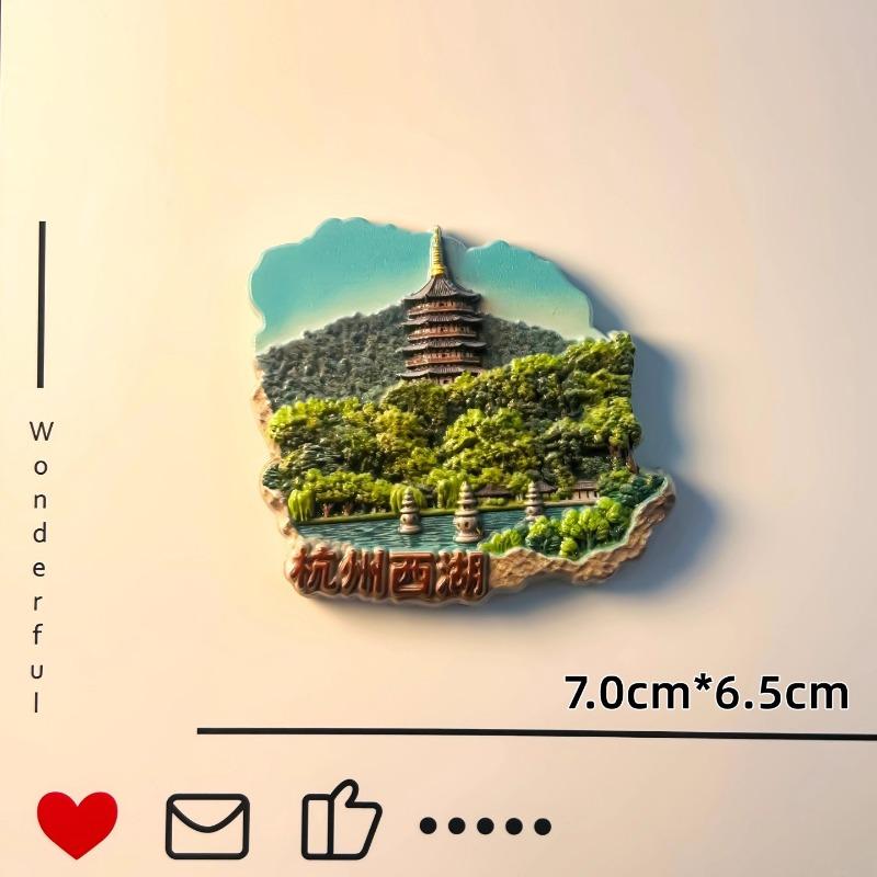 China Souvenirs Chinese New Year Lantern Fridge Magnets Hangzhou Leifeng Tower Guiyang Fenghuang Ancient Town Fridge Stickers