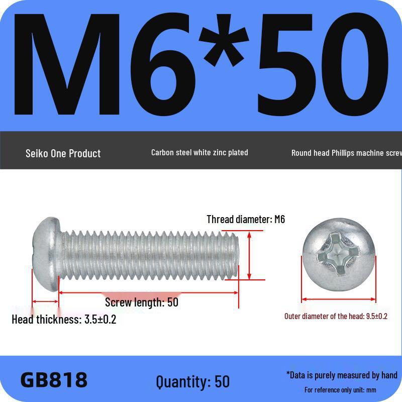 4.8 Grade Galvanized Phillips Round Head Screw (M2-M8)