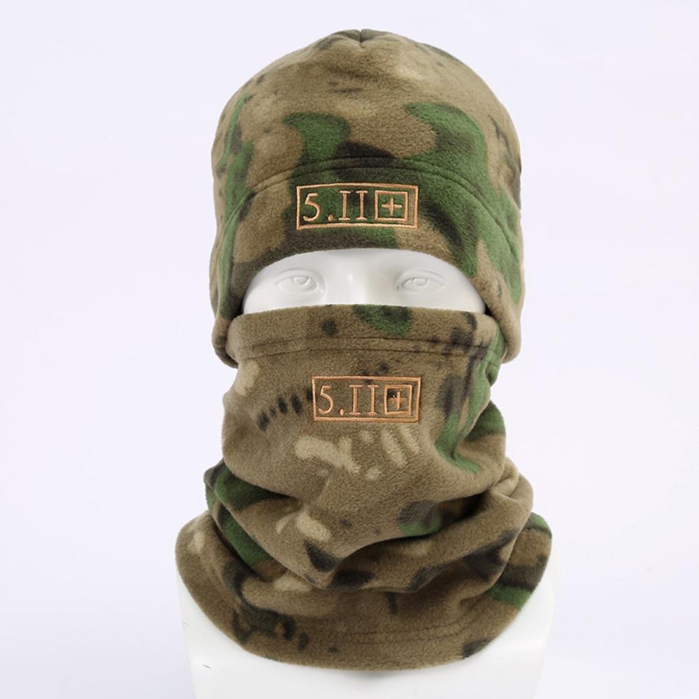 Camouflage Fleece Thermal Cap, Cycling Cap, Winter Windproof Cap, Outdoor Sports Scarf, Cold-proof and Thickened Headgear.