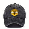 Mens Adjustable Baseball Cap with Hexagonal Bee Graphic  SAVE THE BEES Print  Breathable Sun Protection Hand Washable