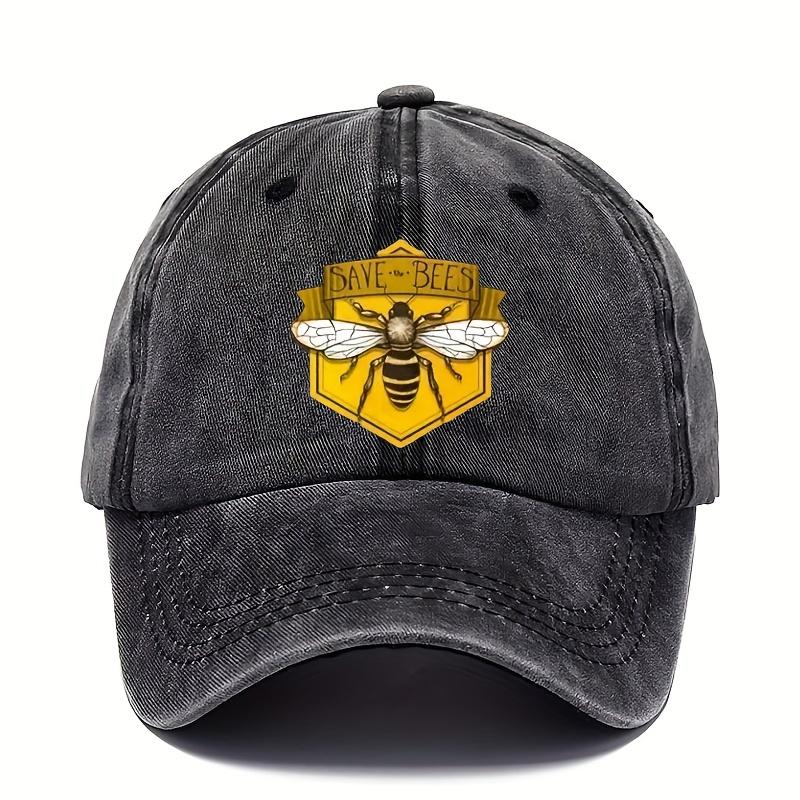 Pánská nastavitelná baseballová čepice s grafickým motivem šestihranné včely Potisk SAVE THE BEES Prodyšná Ochrana proti slunci Ručně omyvatelná
