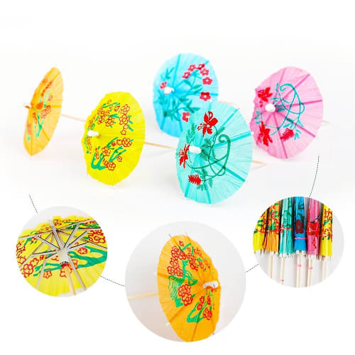 220-Piece Toothpick Umbrella Picks, Cocktail Picks, Mini Parasols, Party Straws, Fruit Picks, Perfect for Bars, Restaurants, Events, and Party Supplie