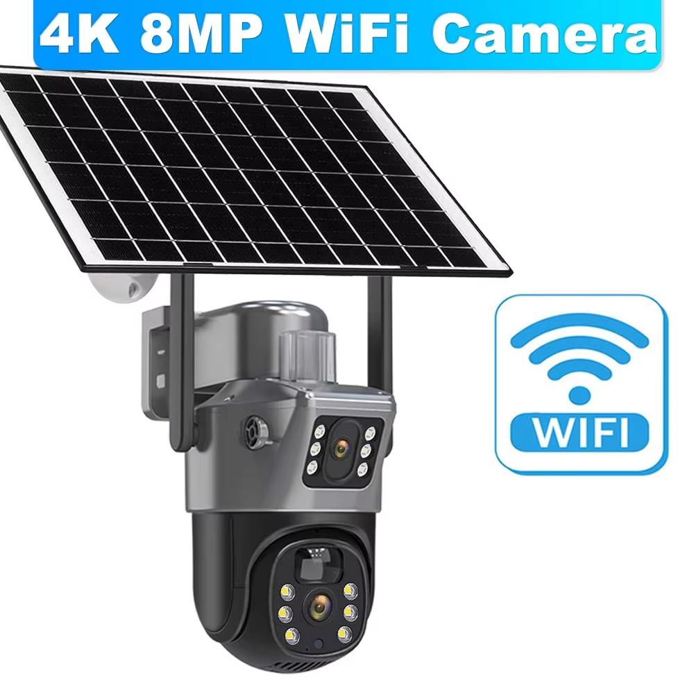 LS VISION 12MP 6K Solárna batériová kamera Vonkajšia 10x Zoom Trojitý objektív PTZ WiFi Dohľadová kamera Bezpečnostná ochrana 4K 8MP Chytrá CCTV kamera