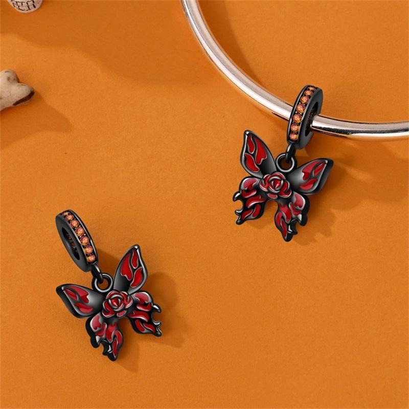 Halloween Charms Bead Copper Black Magic Hat Spider Luminous Skull Dangle Fit Bracelet Necklace Diy Jewelry