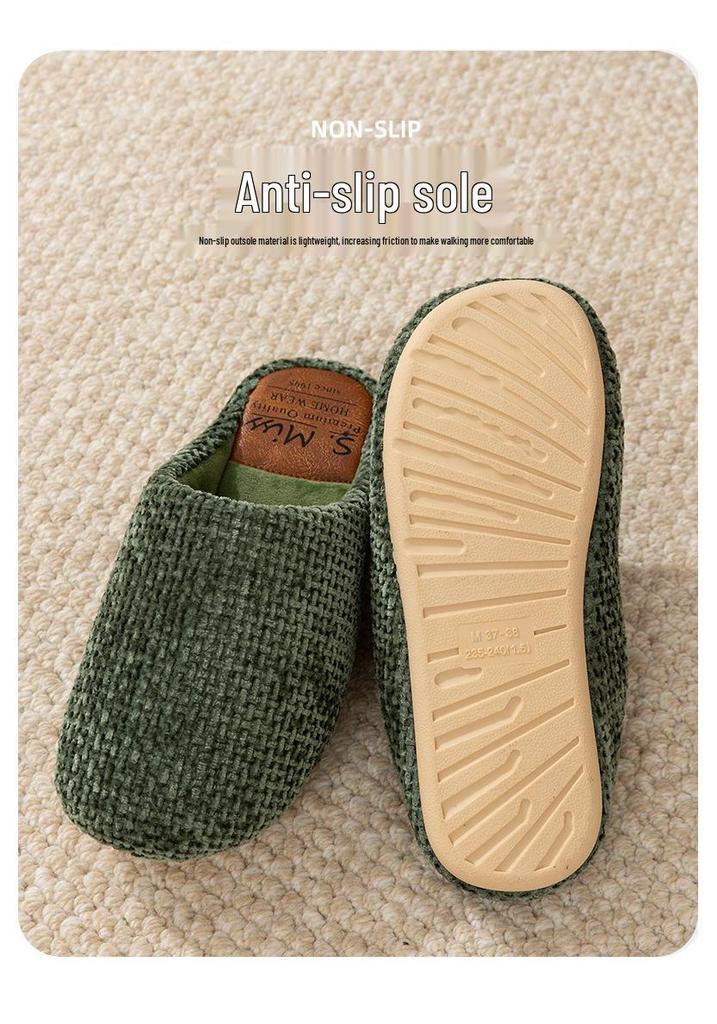 Premium Men's & Women's Warm Cotton Slippers, Non-slip Plush Indoor Silent Sandals for Autumn/Winter.