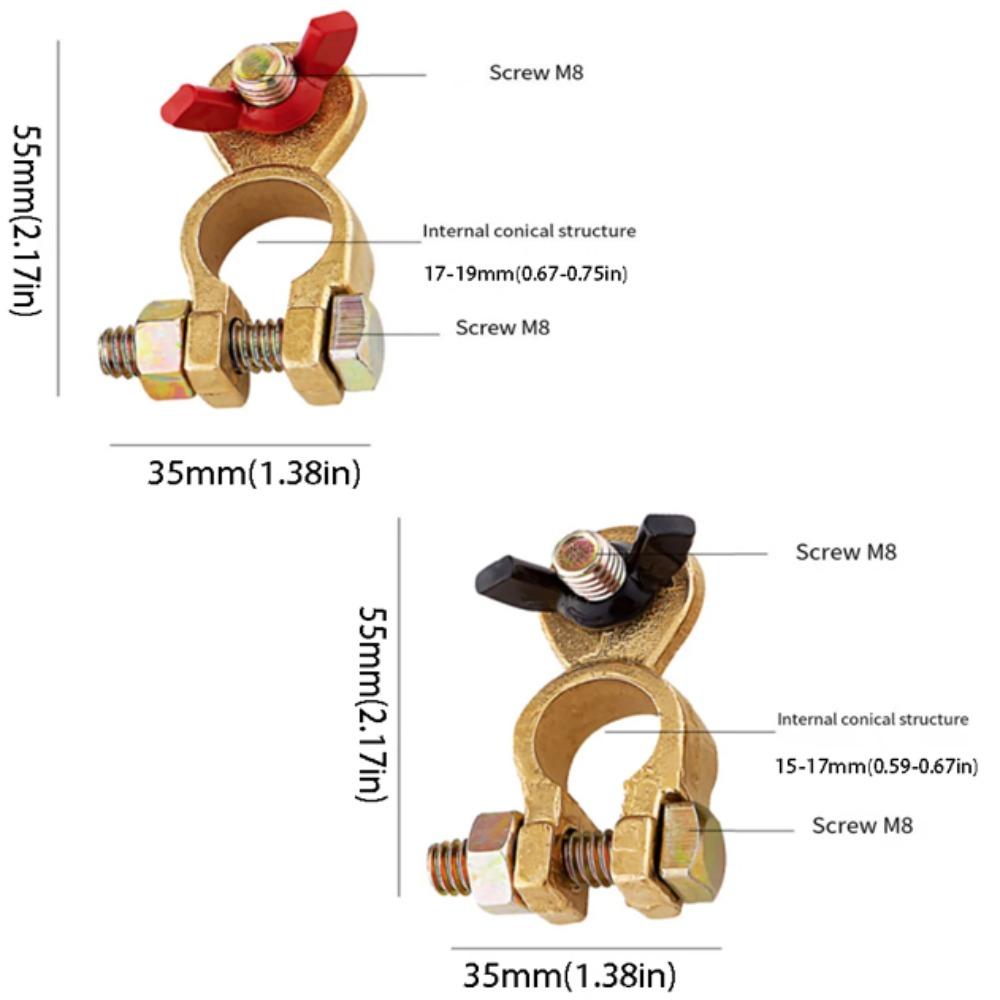

Copper Material Battery Clamps Adjustable Design Battery Terminals Battery Pole Terminals Cars Use 1 pair