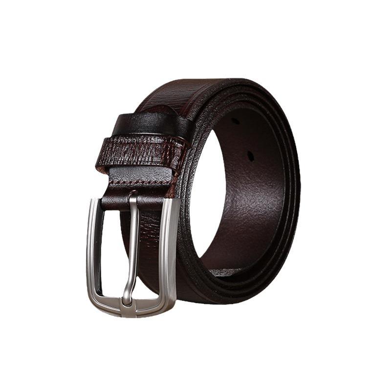 Factory Direct Sales Men'S Genuine Leather Belt Retro Handmade Embossed Belt Body First Layer Cowhide Simple Pin Buckle Belt