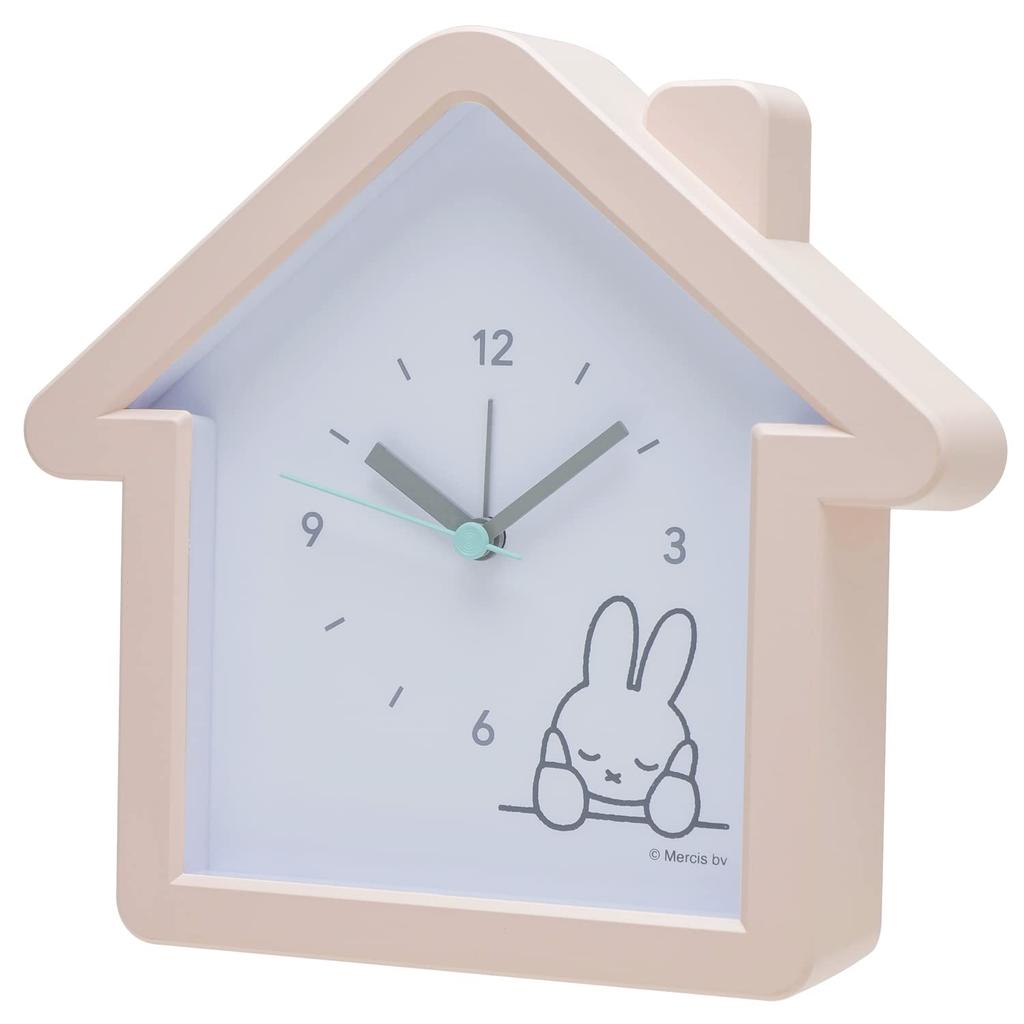 Factory Miffy Analog Continuous Second Can be Used as a Table or Wall T'S House-Shaped Clock, Silent, Hand, Clock, Pink, MF-5520345PK