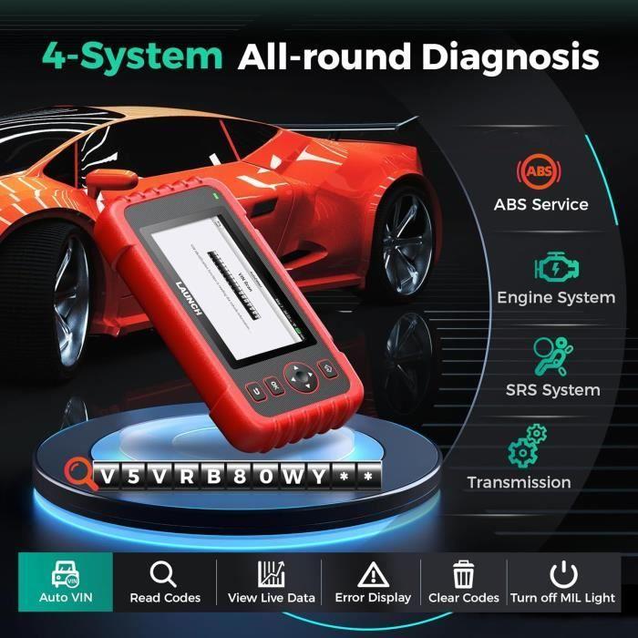Launch CRP123X V2.0 Elite Auto Diagnostic Case, 4 Systems - ABS SRS Transmission Engine Multibrand Car Diagnostic, FCA S
