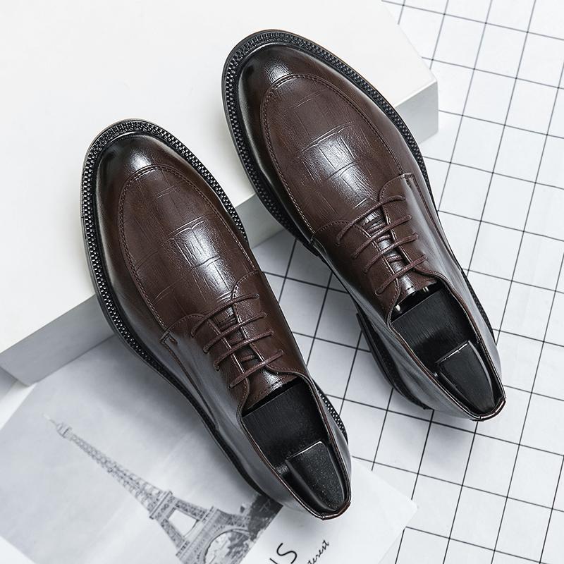 

Hairstylist leather shoes men s leather shoes new fashion Korean version trend casual shoes, large size leather shoes 46 коричневий