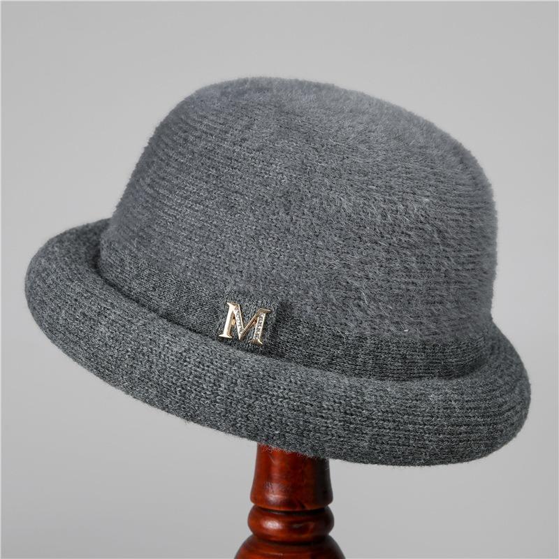 Hut Damen Winter Fischerhut Oma Kaschmir Warm Gestrickter Zylinder Mittleres Alter Ältere Mutter Mode Wolltopf Hut