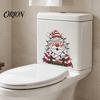 Funny Bathroom Toilet Decor Christmas Stickers, Waterproof Santa Claus Lid Seat Decals, Self-Adhesive Festive Ceramic Surface Stickers Water