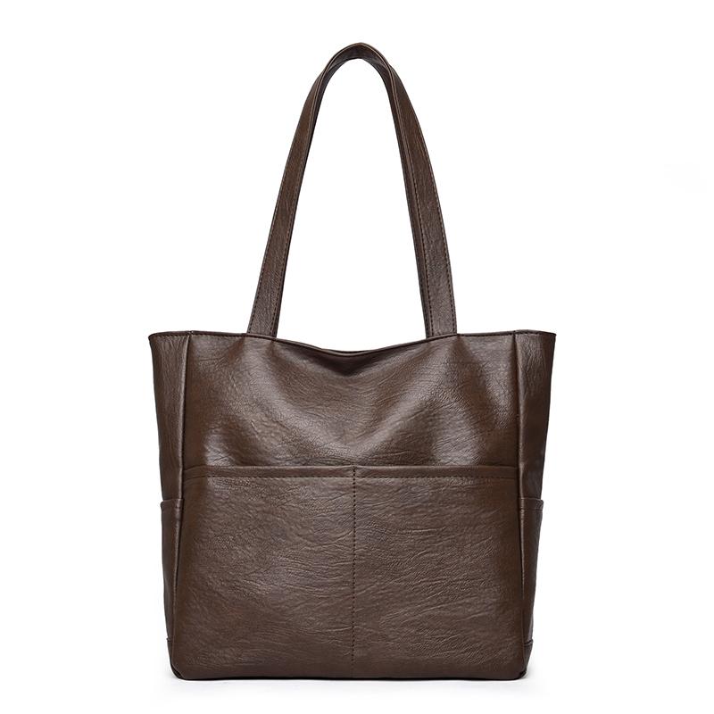 

Middle-aged Women s Bag Shoulder Tote Bag Large Capacity PU Crossbody Bag темно-коричневого кольору