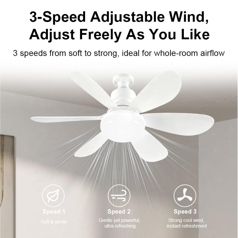 Mini Ceiling Fan with Light LED Professional Remote Control Smart Bulb Fan SMD High Brightness Electric Ceiling Fan for Office