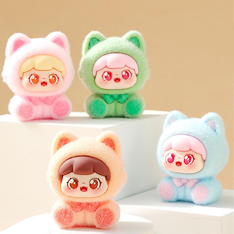 Mini Dora Blind Box Flocking Capybara Doll Model Cute Cartoon Figures Desktop Ornaments Creative Christmas Gift Party Favors