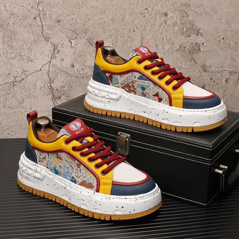 Fashion Trendy men's shoes, embroidered breathable mesh casual shoes, men's fashionable and versatile thick-soled board shoes b28