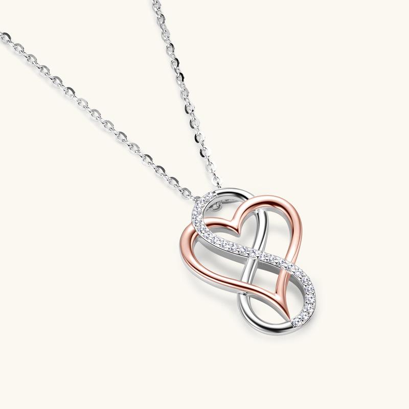 Silvere Glam Stylish And Elegant Heart-shaped Moissanite Necklace, High-end Silver Pendant, New Rose Gold Collarbone Chain