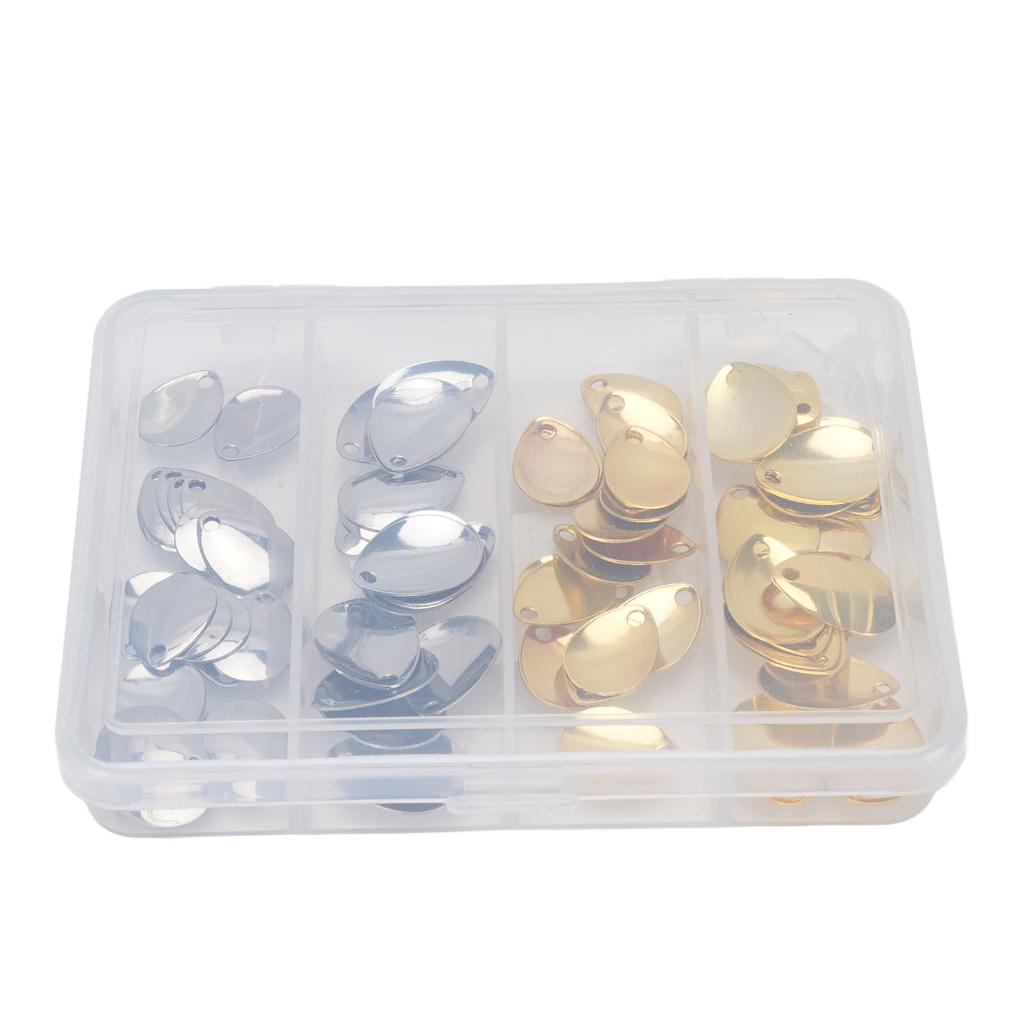 80Pcs Fishing Rotating Blades Stainless Steel Fishing Spoon Rigs for Saltwater and Freshwater Gold S