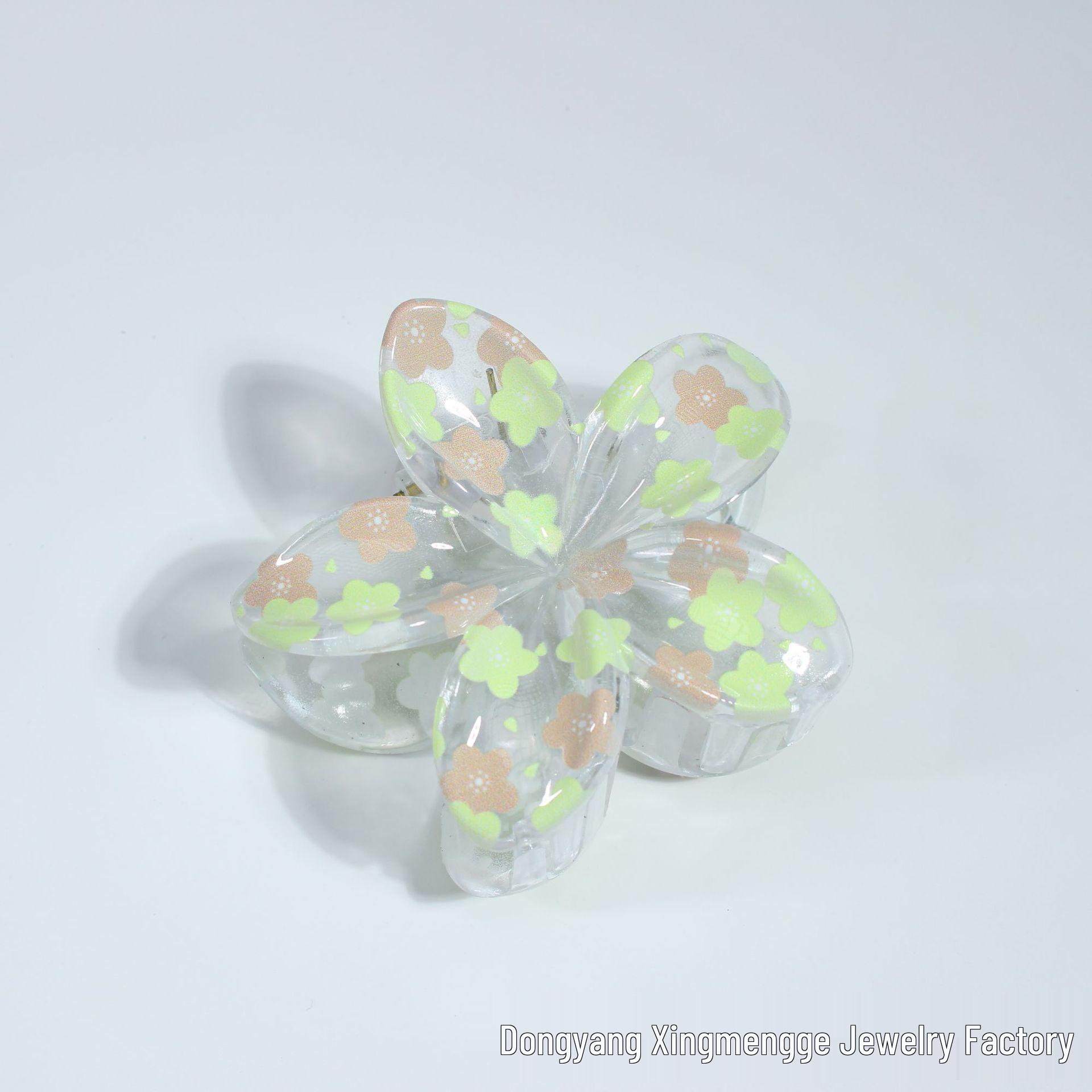 Цветная заколка-коготь для волос с цветком франжипани, прозрачная, дизайн с пятью лепестками