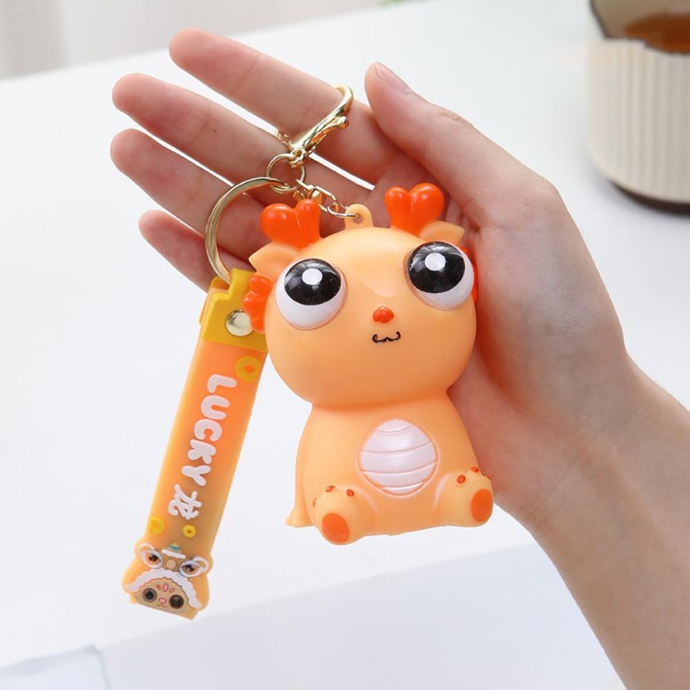 Unique Decompression Toy Keychain Little Dragon Big Eyes Fidget Toy New Squeeze Dragon Doll
