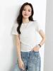 Xin Ge Burgundy Slimming Short-Sleeve High-Waist Women's T-shirt