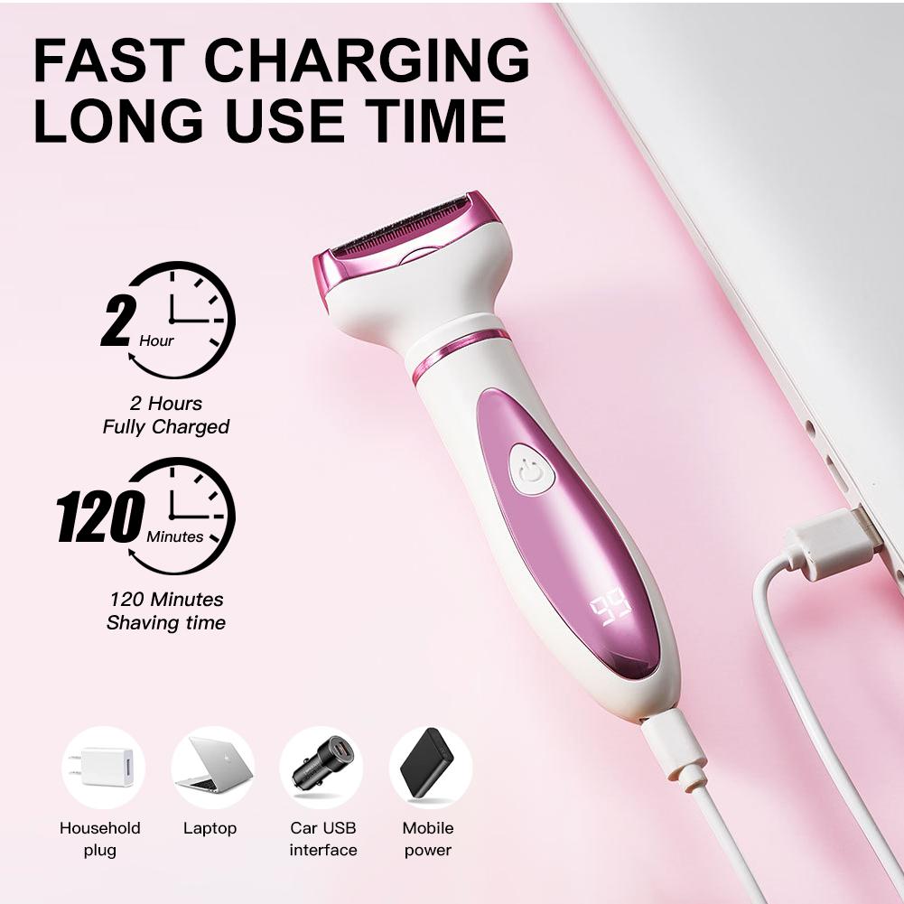 Set Rasoio Multifunzione 4-in-1 per Donna - Depilatore Multifunzione Impermeabile con Ricarica Rapida USB