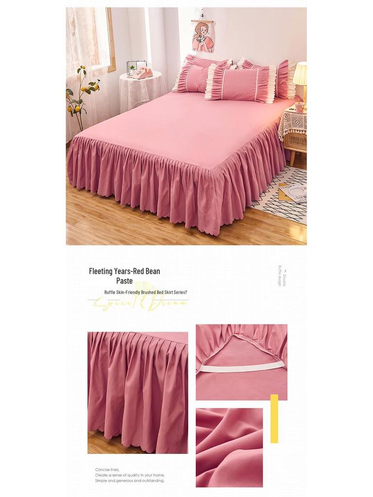 Ruffled Bed Skirt: Non-Slip One-Piece Dust Cover for Girls, Sizes 1.5 & 1.8