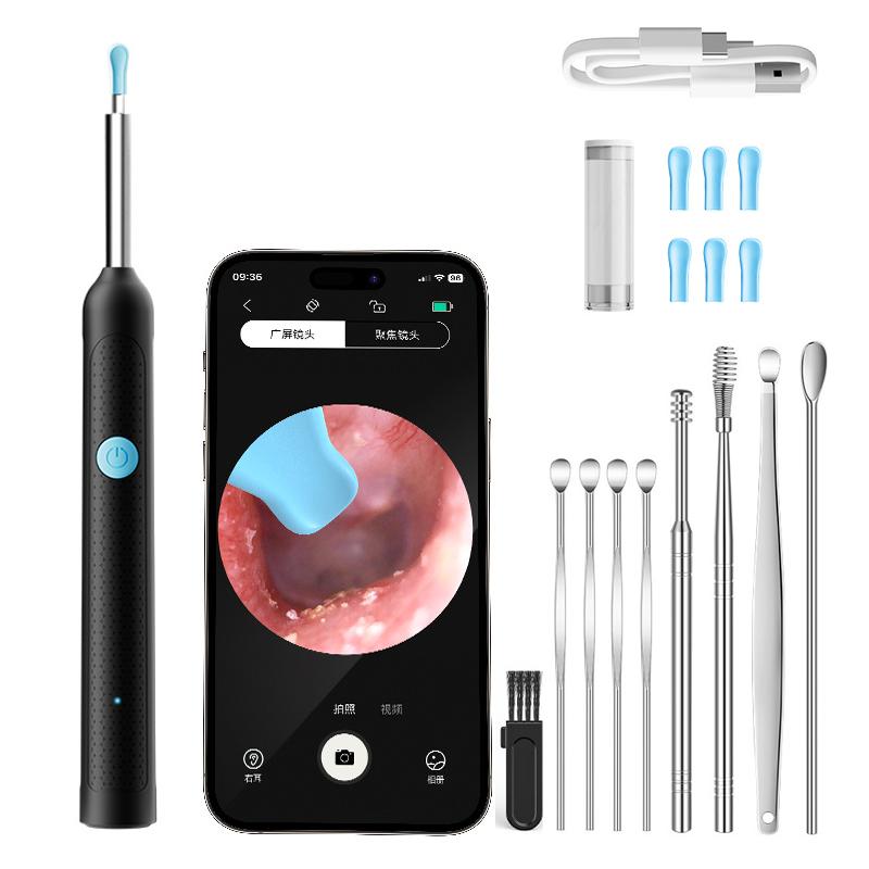 Wireless WiFi Ear Camera Otoscope with Light - HD Visual Ear Cleaning Kit, Smart Earwax Removal Tool with App Monitoring