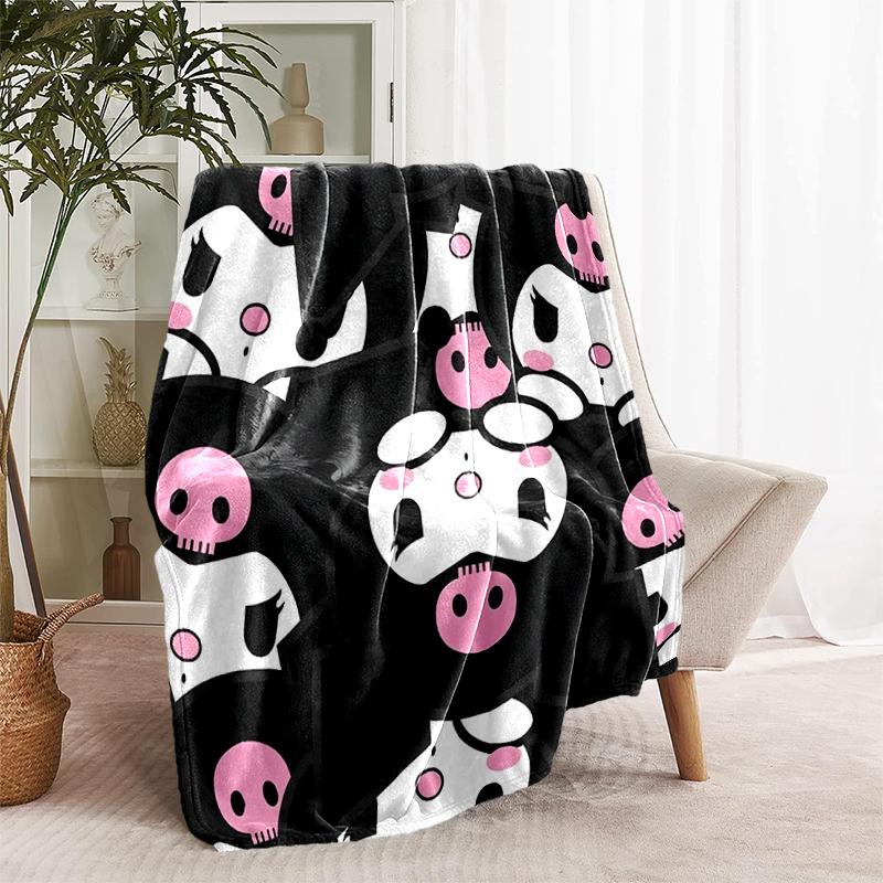 1pc Blanket Sanrio Kuromi1 Print Design, Lightweight Blanket for Sofa, Bed- Soft &Warm, Gift for All Seasons like Christmas, Halloween