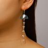 1 Pair Hook Earrings, Jellyfish Design Long Draped Tassel Earrings, Translucent Imitation Pearl Beads Drop Earrings for Beach Vacations Daily Wear