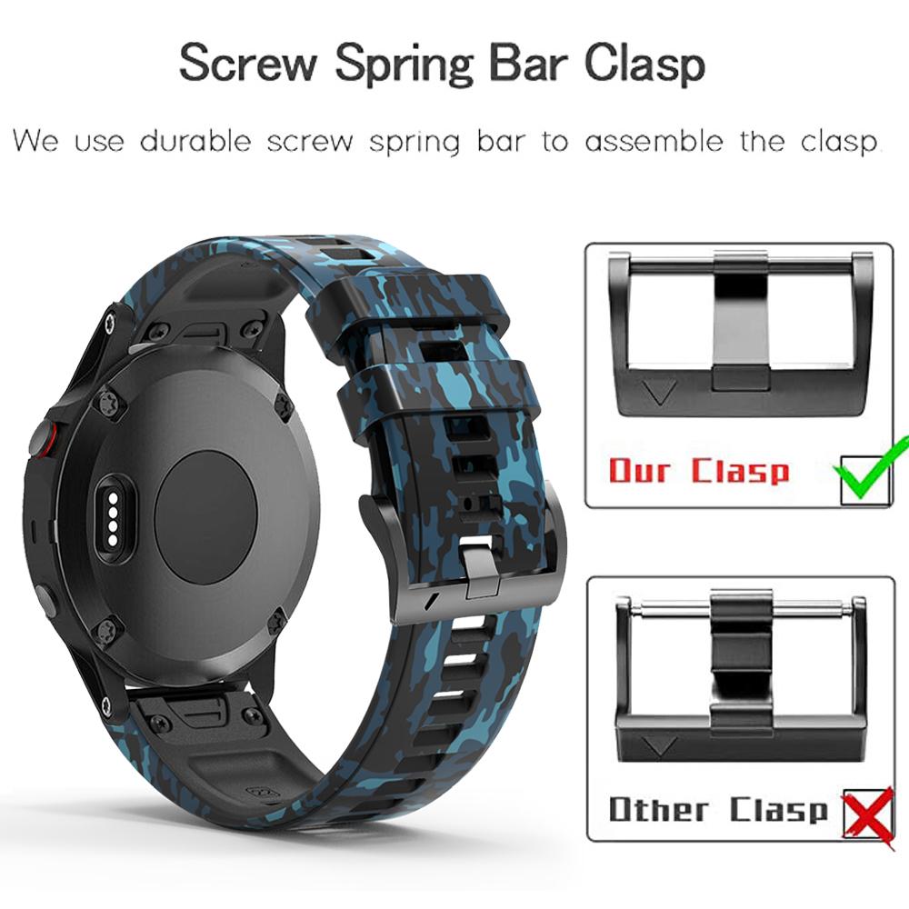 22mm 26mm Camo Silicone Strap For Garmin Fenix 7X 7 6X 6 Pro 5 5X Plus Epix 2 965 955 935 945 Smartwatch Band Bracelet Wristband