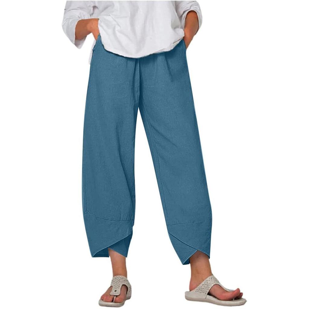 Schlichte, lockere, legere Neun-Punkt-Hose für Damen in Übergröße: Neue Cross-Border-Solid-Color-Kollektion