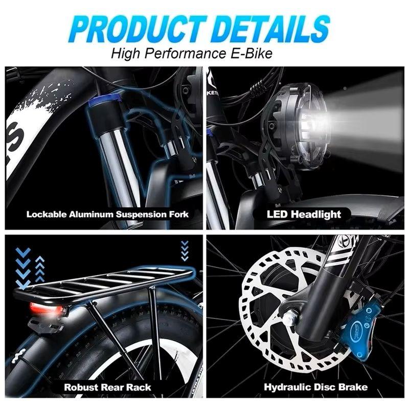 KETELES K800 E-Bike 2000W 48V23AH Battery Hydraulic Braking Electric Bicycle 21-Speed 26-Inch Fat Tire All Terrain Electric Bike