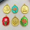 Ancient Gold Enamel Oil Drop Pendant Tulip Rose Lily Diy Bracelet Necklace Jewelry Accessories