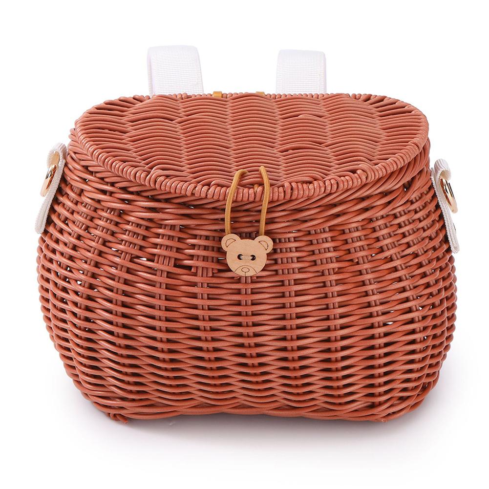 

Bicycle Basket Backpack with Lid Handwoven Basket for Kids Adult Bikes (Beige)