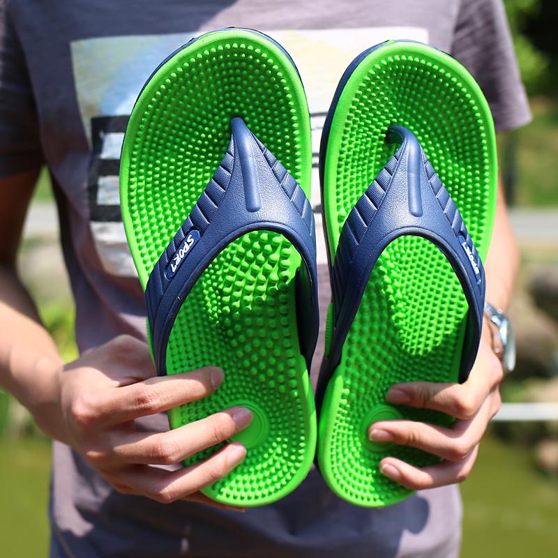 Fashion Shoes Cswo01 Men's Massage Flip Flops Eva Slippers Summer Breathable Beach Shoes Sandals Flip Flops Non-Slip Soft Slipper 46 Cm
