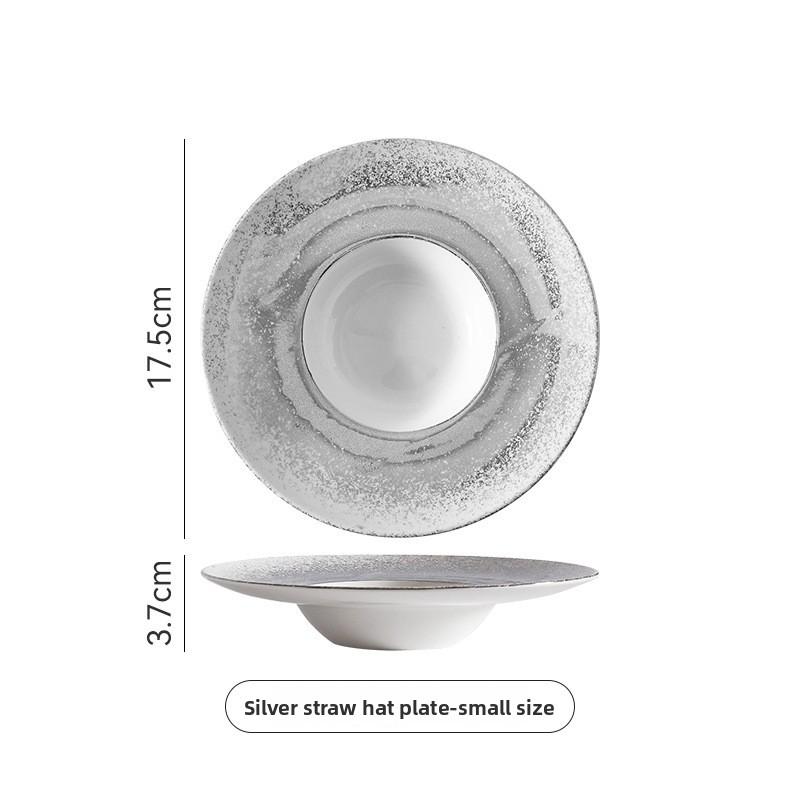 

Ceramic Hat Plate Luxury Hotel Tableware Creative Western Dinner Plate Gradient Spray Pasta Dish