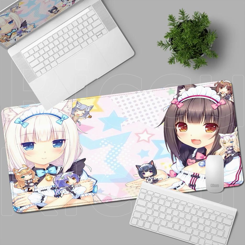 HD Anime Mousepad Cute Chocolate And Vanilla Natural Rubber Nonslip Keyboard Gaming Nekopara Extended Mat PC Office Accessories