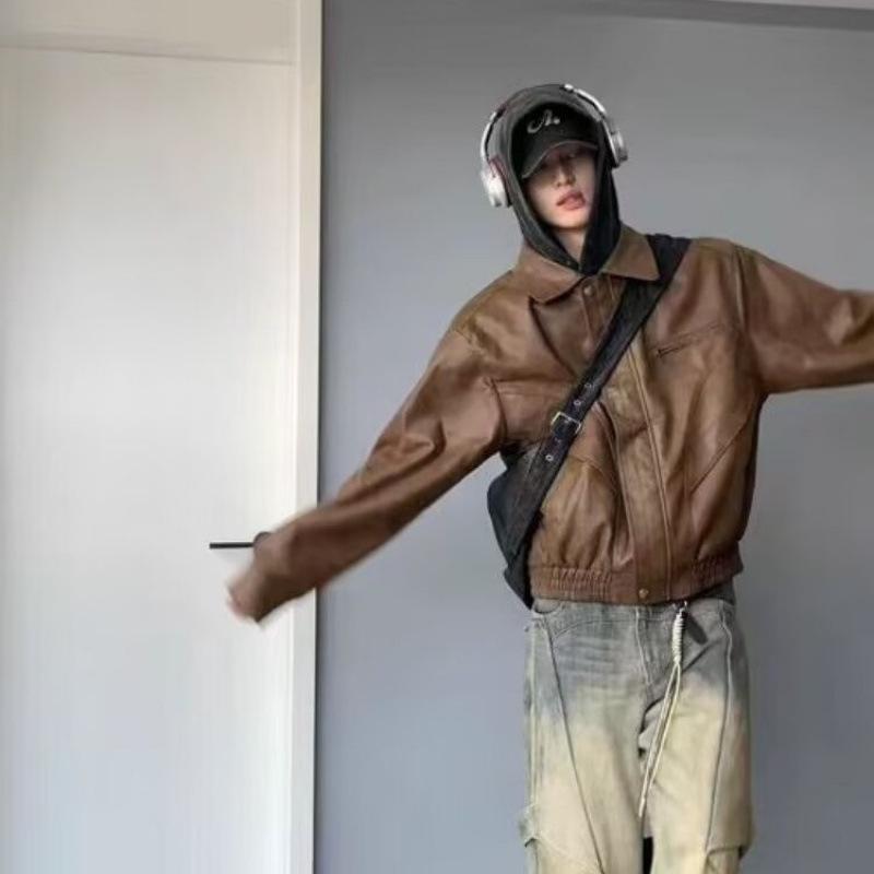 Maillard Men's Retro Patchwork Leather Motorcycle Jacket - High Street Fashion Cleanfit