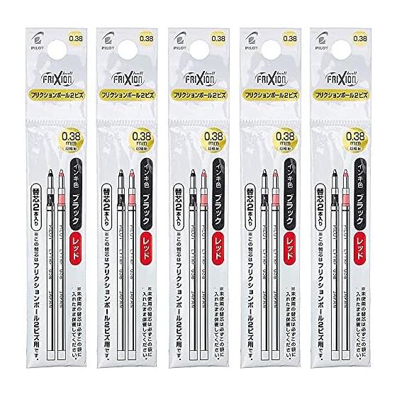 Сменная заправка Pilot для Frixion Ball 2 Biz 0,38 мм, 2 цвета (черный Красный) LFTRF40UF2C 2 шт. (2 цвета) х 5 упаковок в наборе