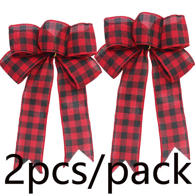 (2-teiliges Set/Packung) 24cm Bandschleife Weihnachtsbaumkranz Dekoration Leinen Schleife DIY Party Basteldekoration