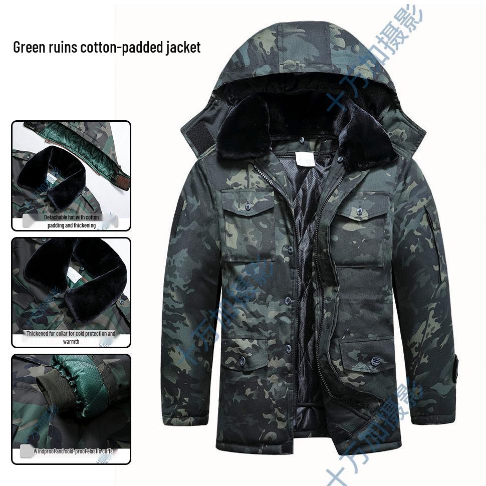 Men's Winter Camouflage Coat: Thick, Mid-Length, Cold-Resistant, Plus Size Cotton Jacket