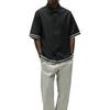 Kith Ss25 Solid Color Striped Button-Up Short Sleeve Shirt Men shirts Black KHM033323