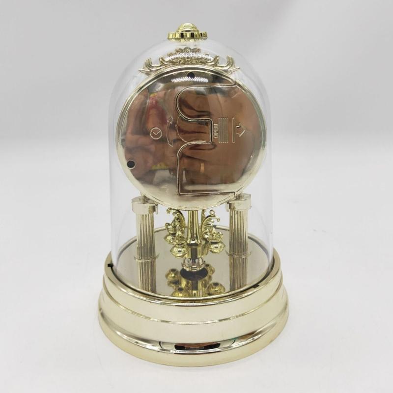 Europäische Retro-Tischuhr Antike Runde Leise Wecker Schreibtischuhr mit Klarer Uhrenabdeckung für Schlafzimmer Wohnzimmer Dekorationen