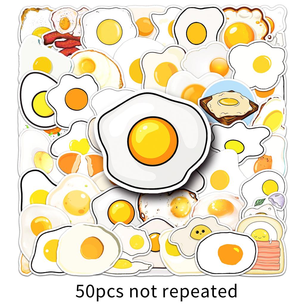 50 Eier Kritzelaufkleber Personalisierte Cartoon Niedliche Lebensmitteldekoration Handyhülle Koffer Wasserbecher Aufkleber