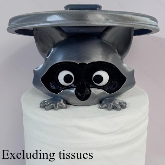 Entzückender 3D-gedruckter Waschbär-Toilettenpapierhalter - Verspielte Badezimmerdekoration mit Deckel, Ideales Geschenk für Humorliebhaber, Weißer Kunststoff