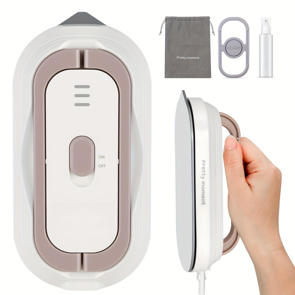 Portable Handheld Iron, Mini Dry Iron for Clothes No Steam, 10s Heat Time, Auto Adaptive 100-230V Voltage, Non Stick Soleplate, 272.16g