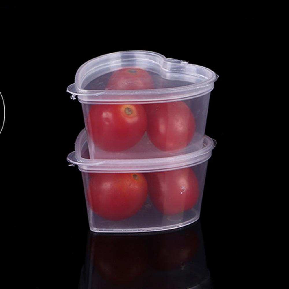 10 Pcs Disposable Plastic Storage Container Heart Shape Sauce Cup Food Box With Lids Pigment Paint Box For Kitchen Accessories
