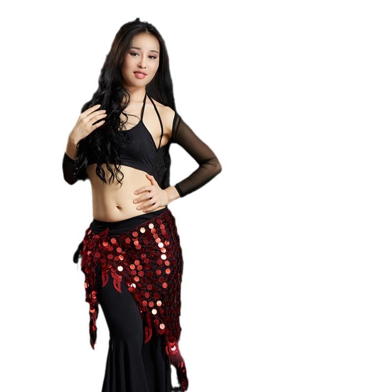 Dancer Cymbals Triangle Shawl & Mermaid Hip Scarf Belly Dance Costume with Waist Chain Accessory